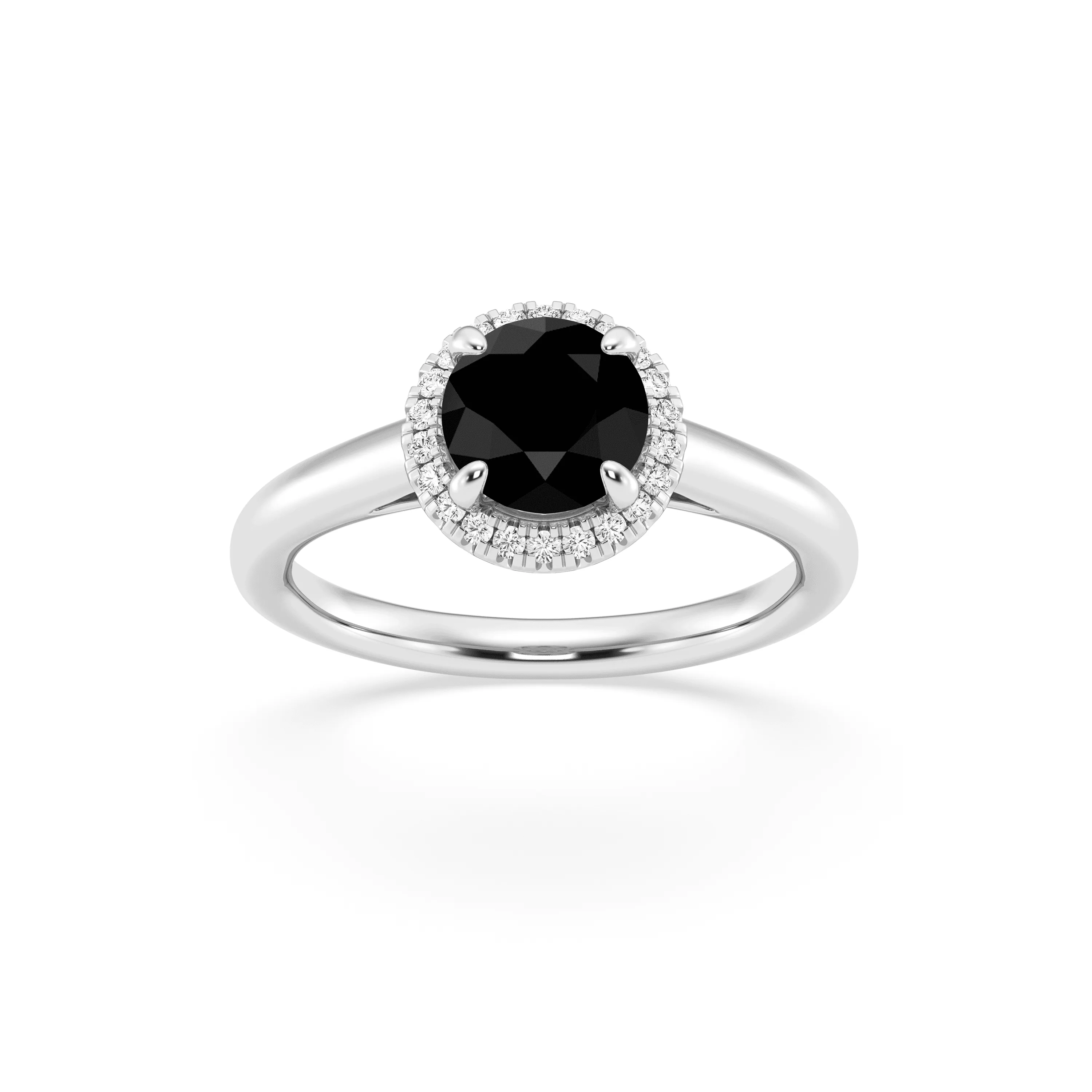 Facets of Love Black Solitaire Ring with 0.90ct of Diamonds in 18ct White Gold