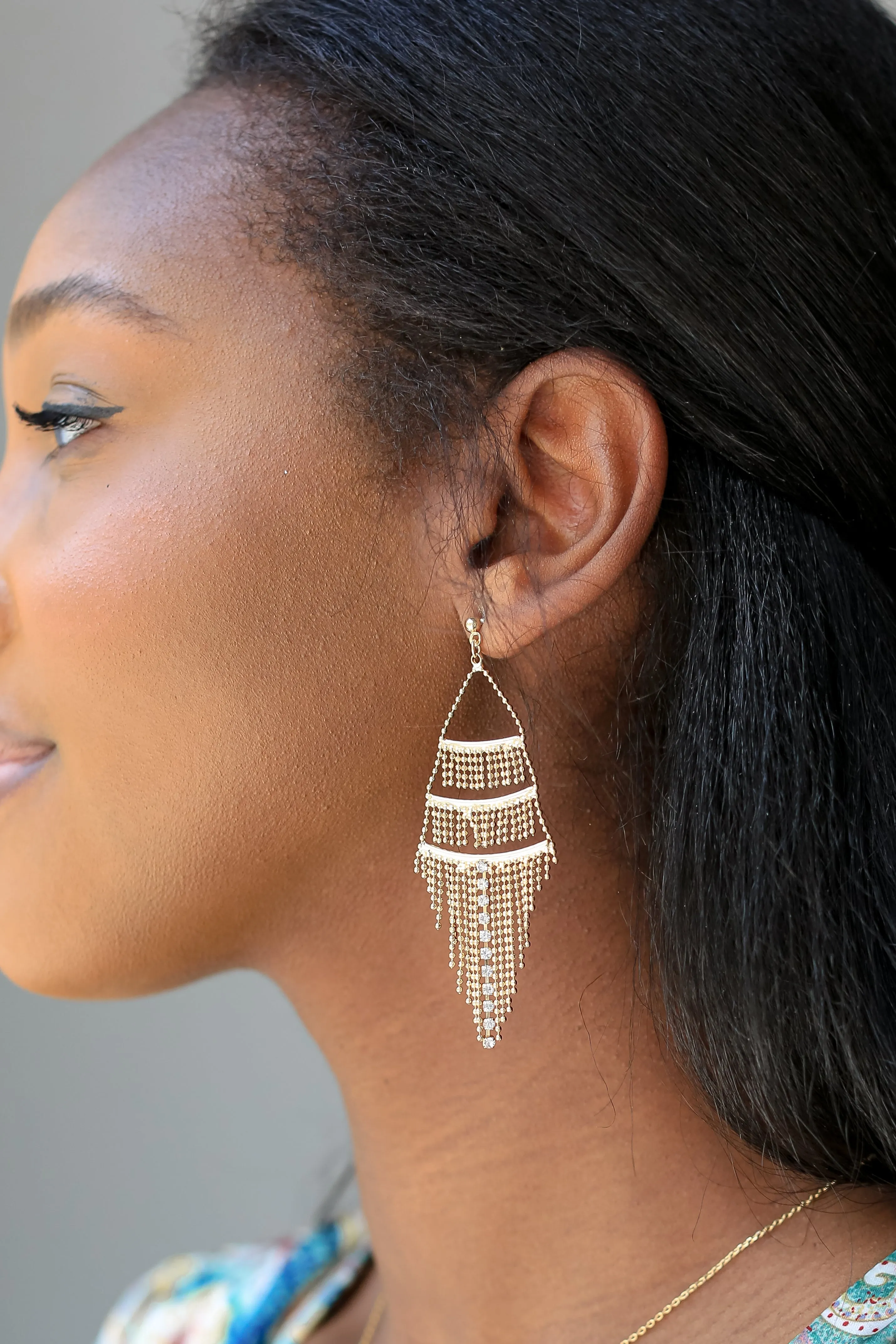 FINAL SALE - Aurora Gold Tiered Fringe Drop Earrings