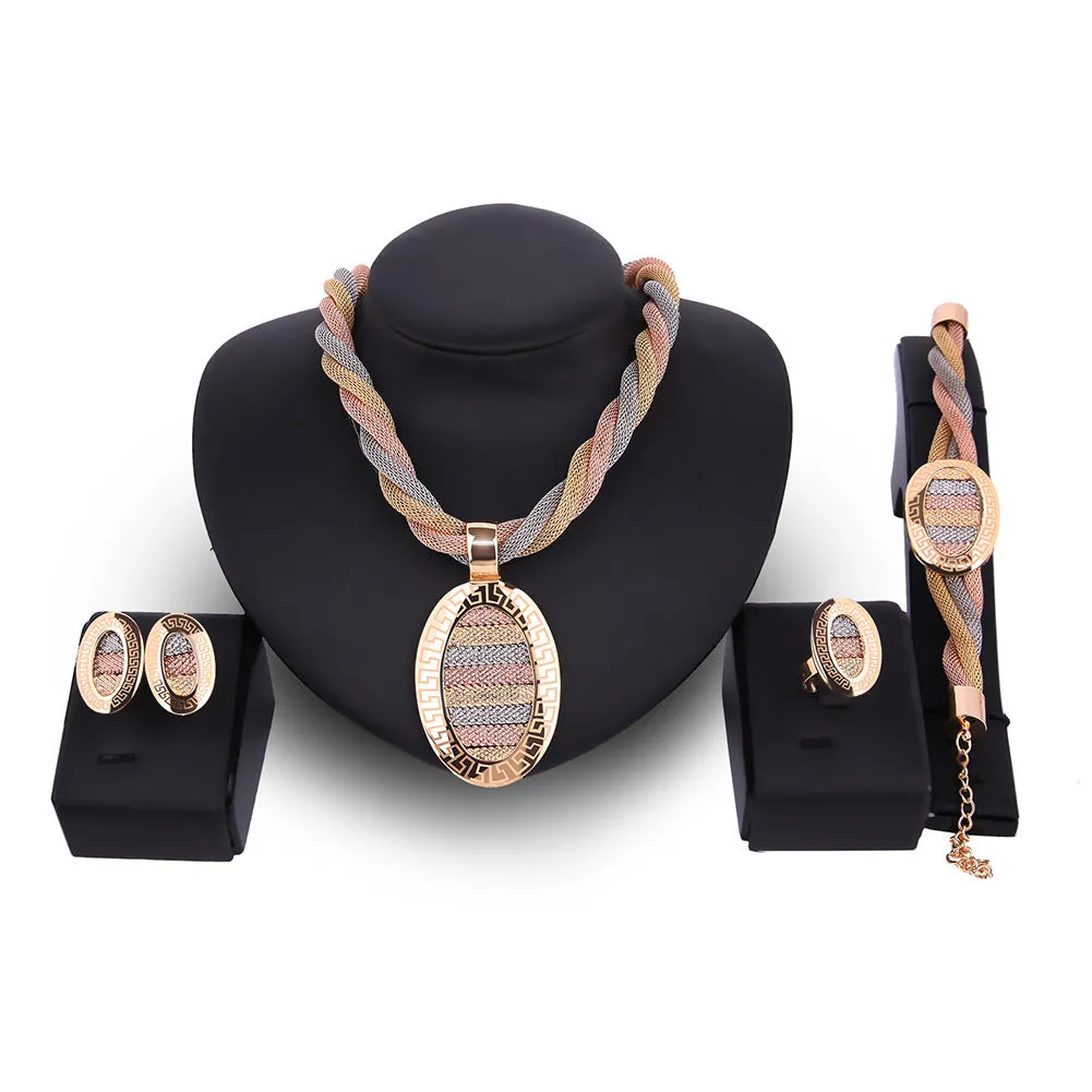 Four-piece Necklace Earrings Bracelets Jewelry Set