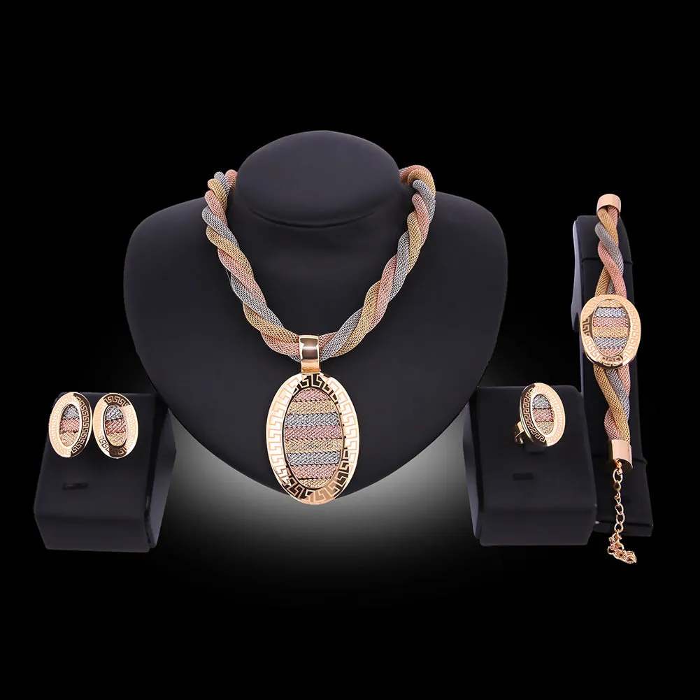 Four-piece Necklace Earrings Bracelets Jewelry Set