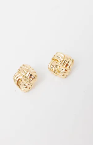 Four Square Earrings, GOLD