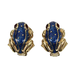 Frog Earrings with Rubies