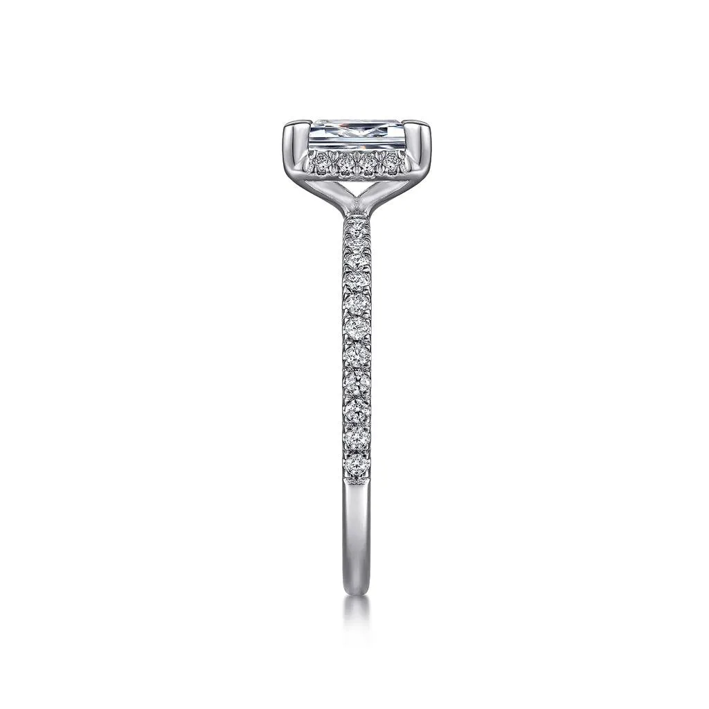 Gabriel & Co. Hart - 14K White Gold Hidden Halo Emerald Cut Diamond Engagement Ring