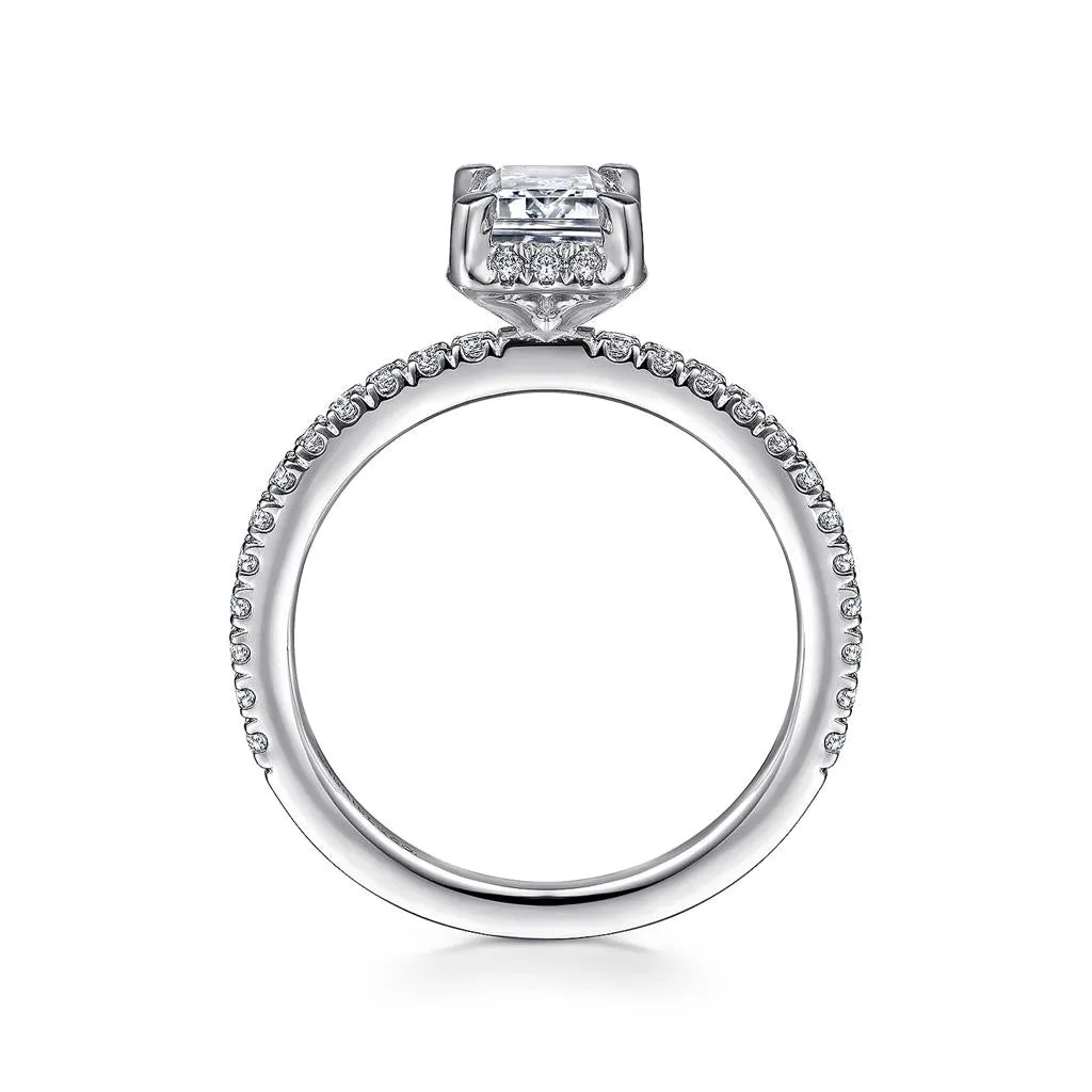 Gabriel & Co. Hart - 14K White Gold Hidden Halo Emerald Cut Diamond Engagement Ring