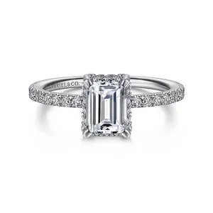 Gabriel & Co. Hart - 14K White Gold Hidden Halo Emerald Cut Diamond Engagement Ring