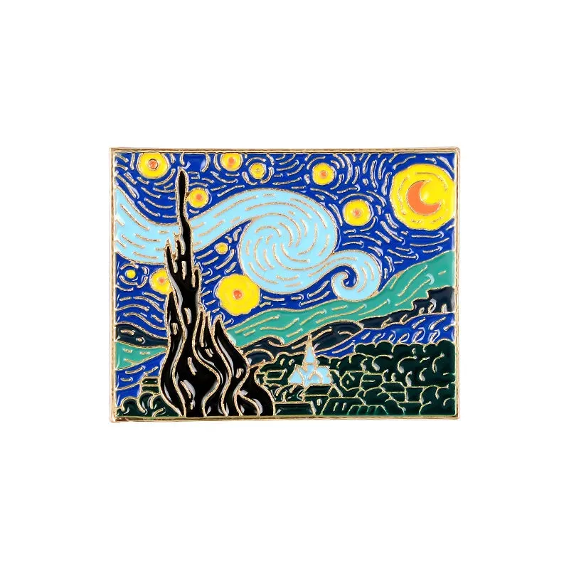 Genius Painter Van Gogh Enamel Pin Custom Brush Art Oil Painting Brooches Badge Shirt Lapel Pin Buckle Jewelry Gift for Friend