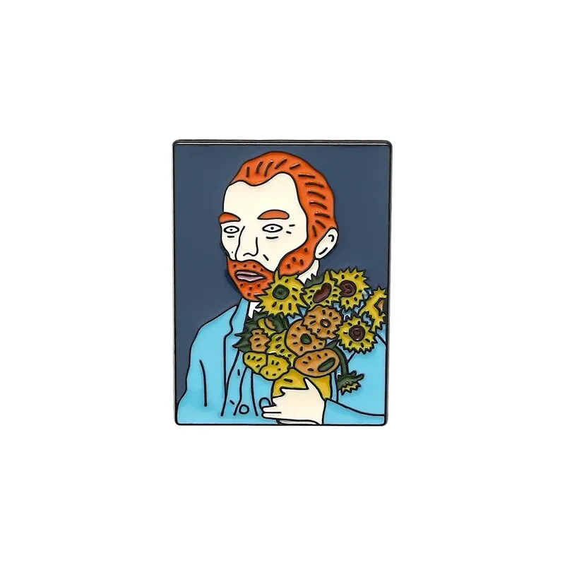 Genius Painter Van Gogh Enamel Pin Custom Brush Art Oil Painting Brooches Badge Shirt Lapel Pin Buckle Jewelry Gift for Friend