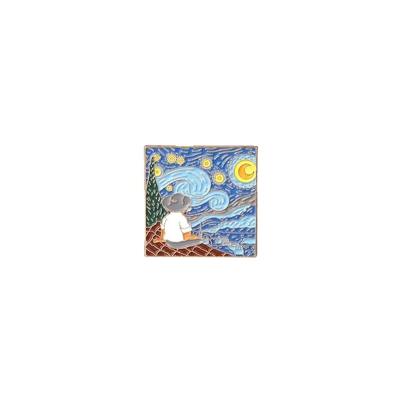 Genius Painter Van Gogh Enamel Pin Custom Brush Art Oil Painting Brooches Badge Shirt Lapel Pin Buckle Jewelry Gift for Friend