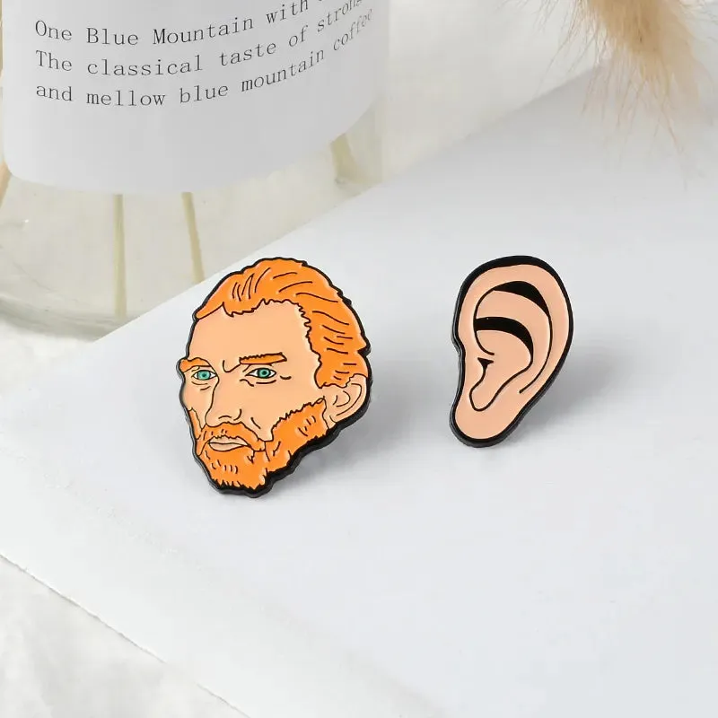 Genius Painter Van Gogh Enamel Pin Custom Brush Art Oil Painting Brooches Badge Shirt Lapel Pin Buckle Jewelry Gift for Friend