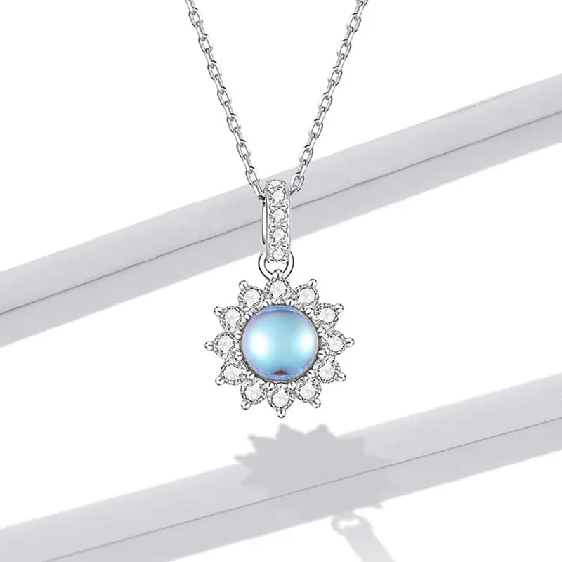 Genuine 925 Sterling Silver Dazzling Sun Pendant Necklace Chain for Women Fine Jewelry Women Statement Jewelry Gift