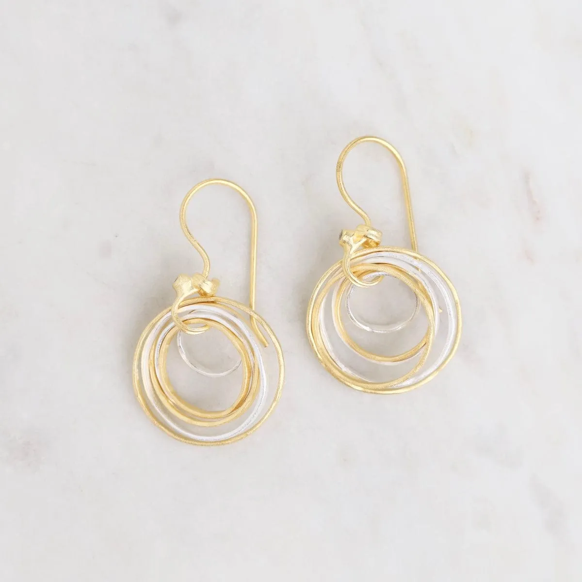 Gold and Silver Hammered Earrings