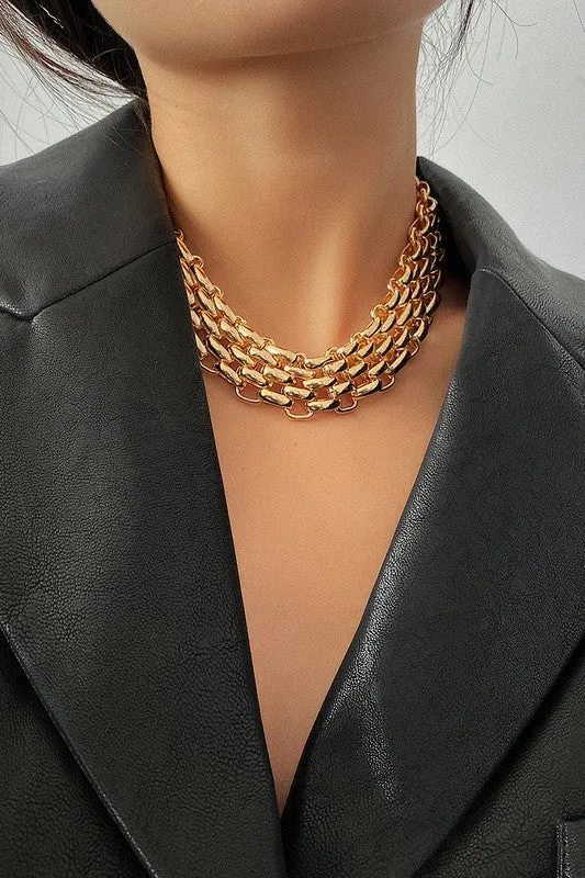 Gold Chunky Chain Choker Necklace