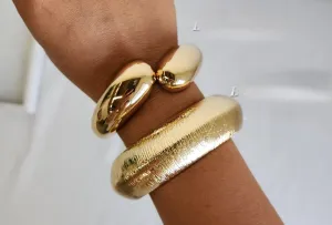 Gold Crossover Hinge Bangle Bracelet