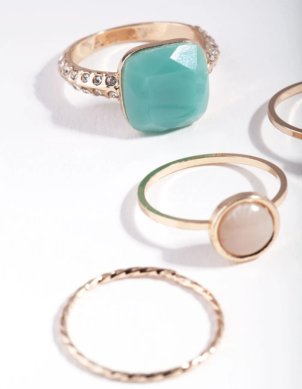 Gold Pastel Stone Ring Stack