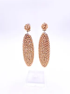 Gold Rhinestone Drop Clip-on Earrings