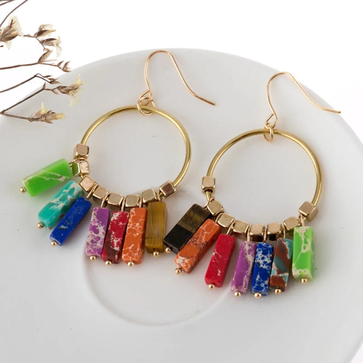 Golden Hour Multicolored Stone Earrings