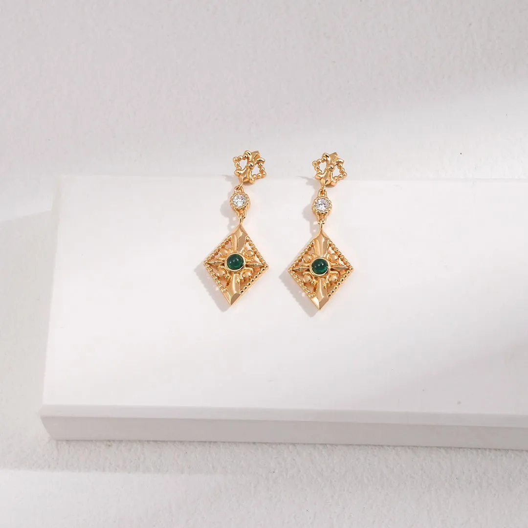 Green Zircon Rhombus Earrings