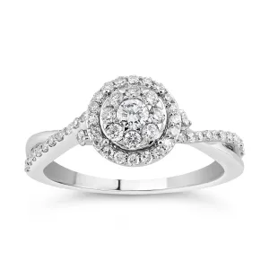 Halo Ring with 1/2ct of Diamonds in 9ct White Gold