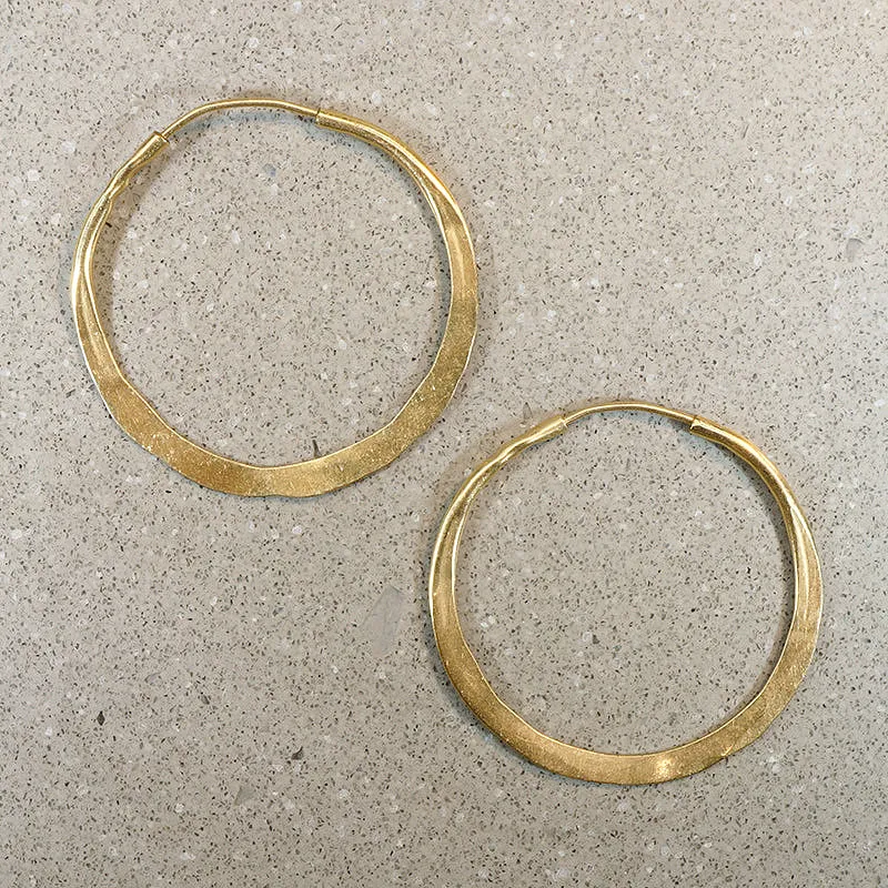 Handmade Hammered 14k Gold Hoops