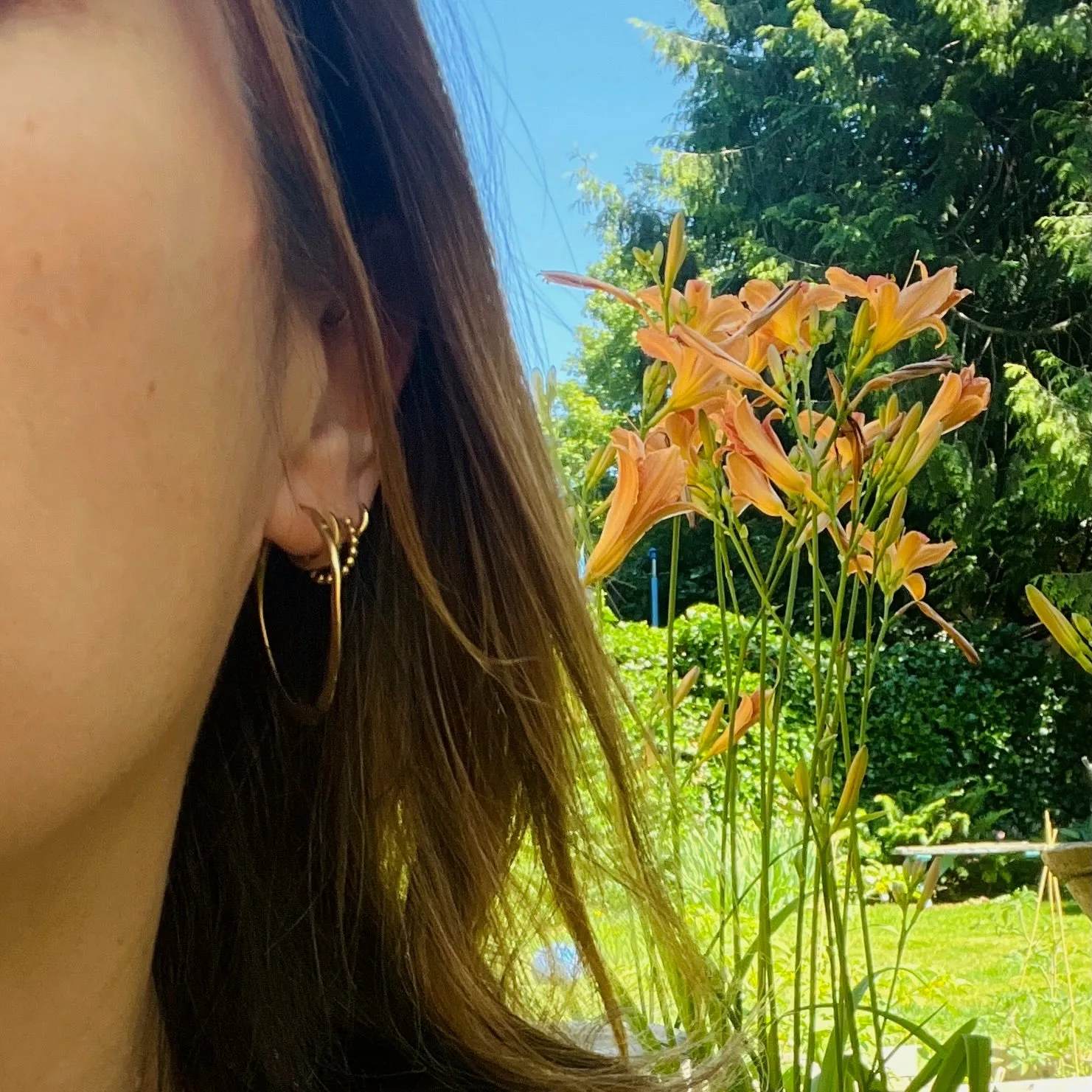 Handmade Hammered 14k Gold Hoops