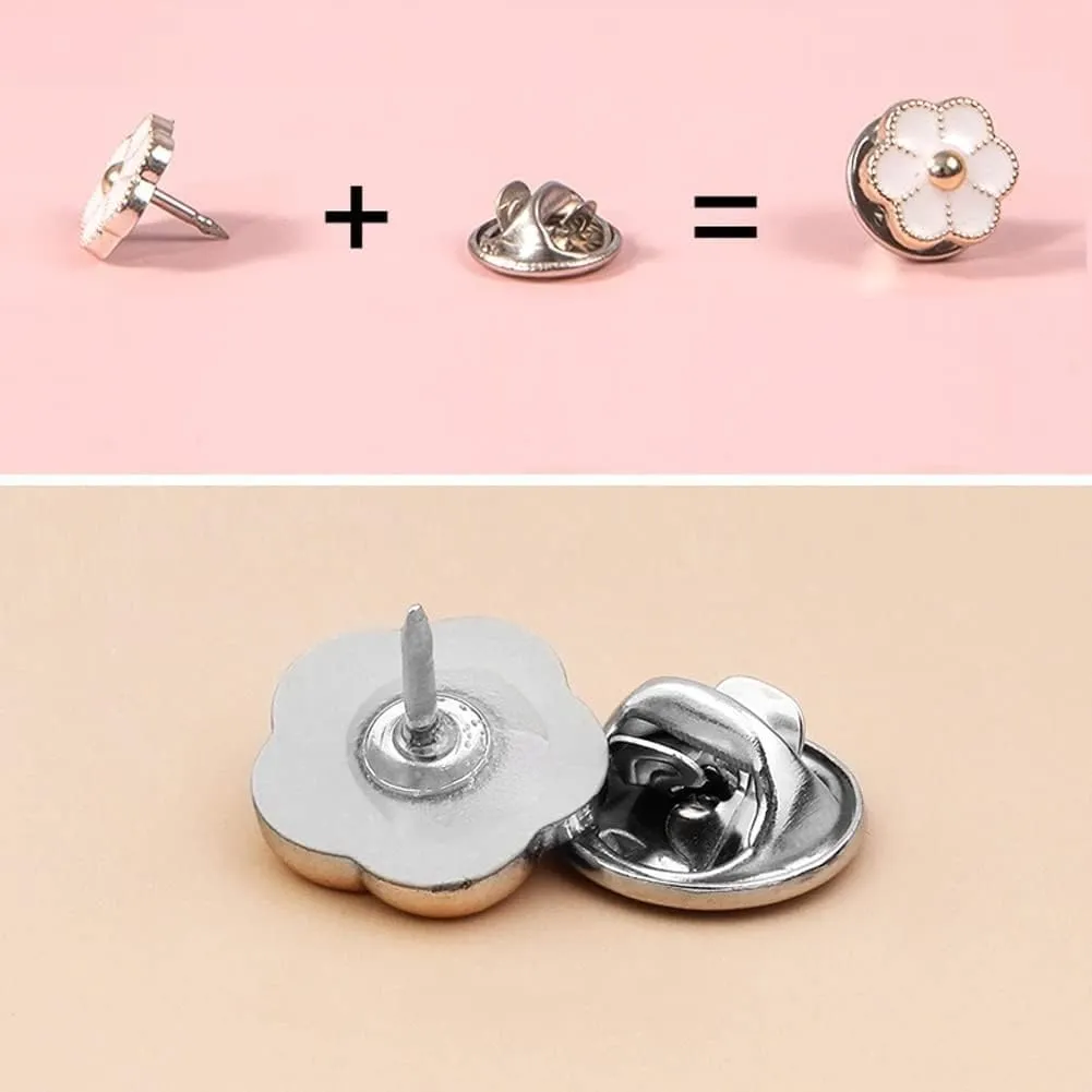 HEAVY DRIVER® 20pcs Brooch Pins for Women Cover Up Button Pins Instant Button Jeans Button Pins Women Shirt Safety Brooch Enamel Pins Modesty Pins Pearl Brooch Buttons for DIY Clothing Dress Coat