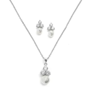 Helene Crystal and Pearl Necklace Set