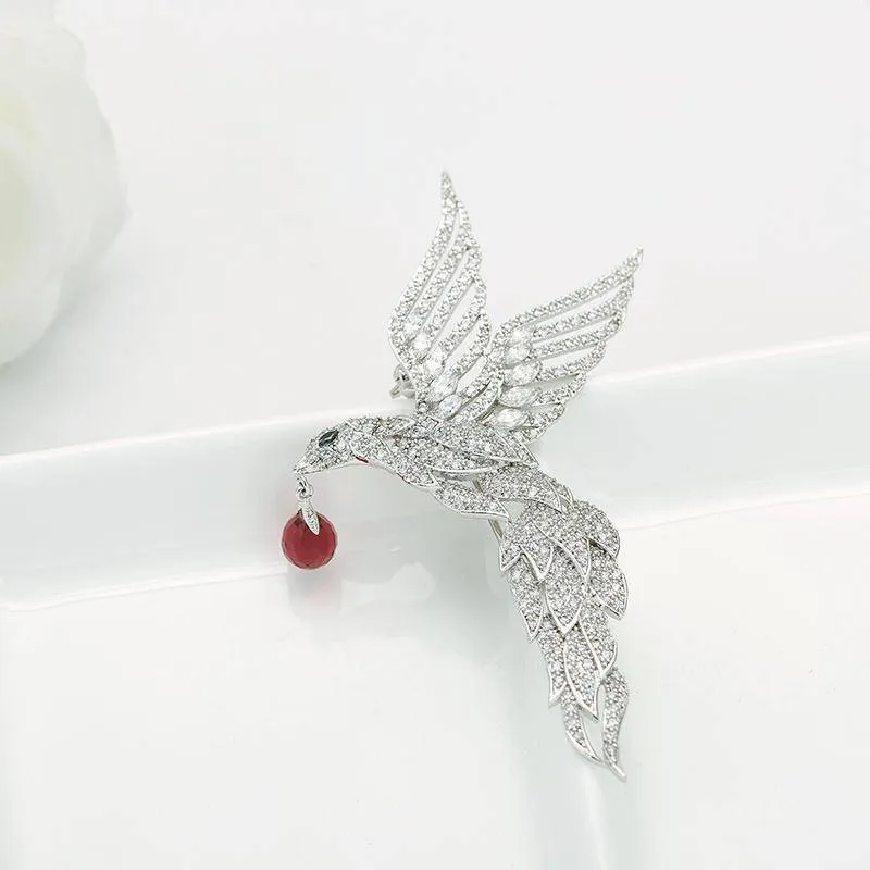 High Quality Micro Paved Tiny Clear CZ Eagle Shape Animal Brooches