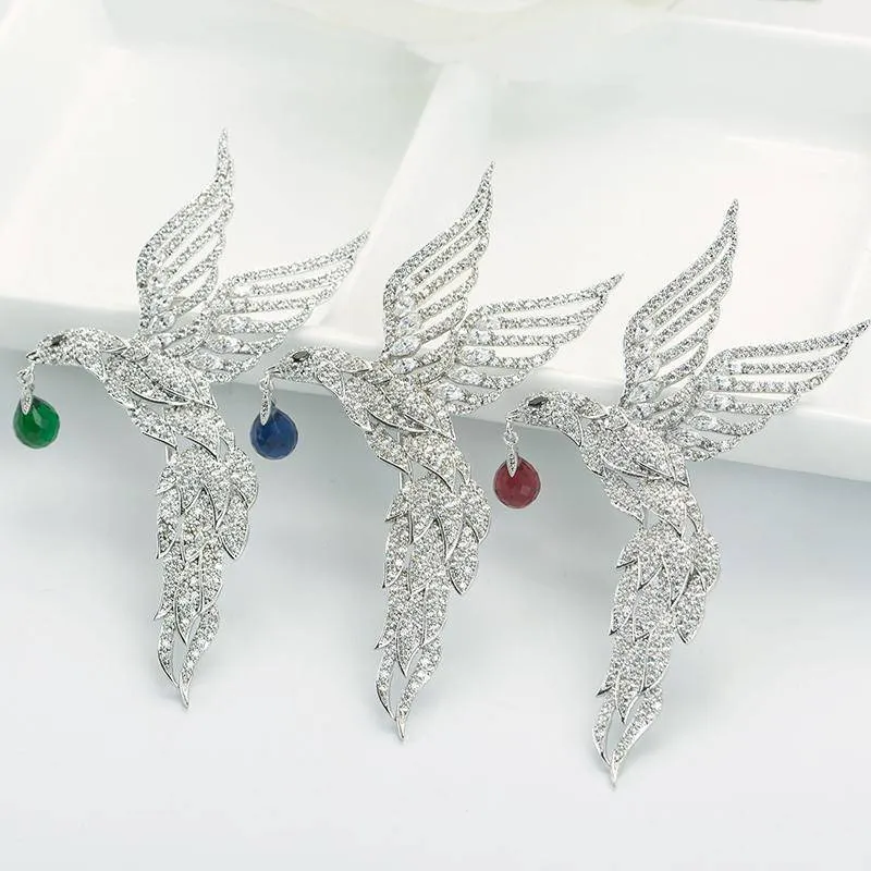 High Quality Micro Paved Tiny Clear CZ Eagle Shape Animal Brooches