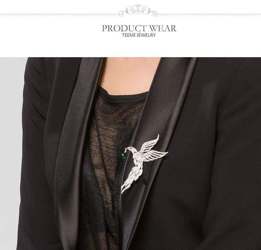 High Quality Micro Paved Tiny Clear CZ Eagle Shape Animal Brooches