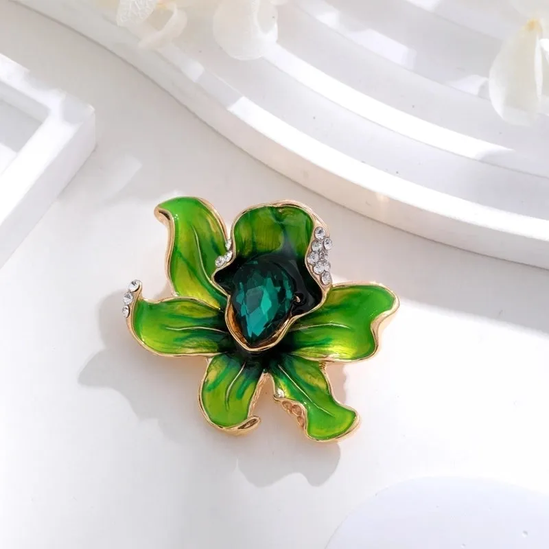 Ig Style Animal Flower Alloy Enamel Inlay Rhinestones Women's Brooches