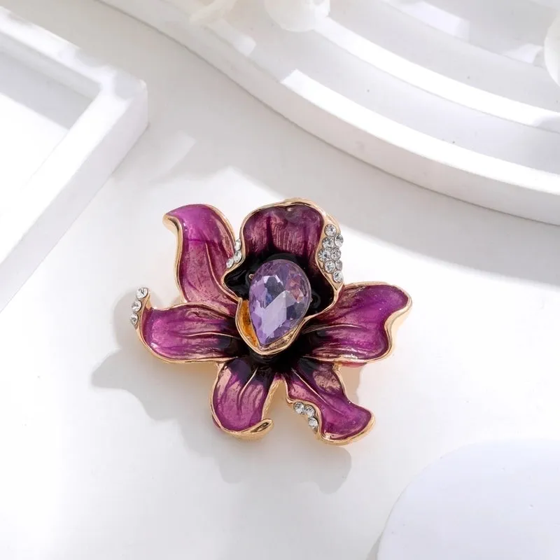 Ig Style Animal Flower Alloy Enamel Inlay Rhinestones Women's Brooches