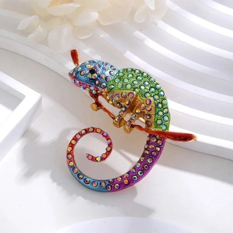 Ig Style Animal Flower Alloy Enamel Inlay Rhinestones Women's Brooches