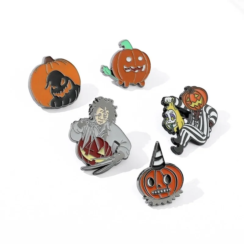 Ig Style Funny Pumpkin Bat Skull Alloy Enamel Unisex Brooches