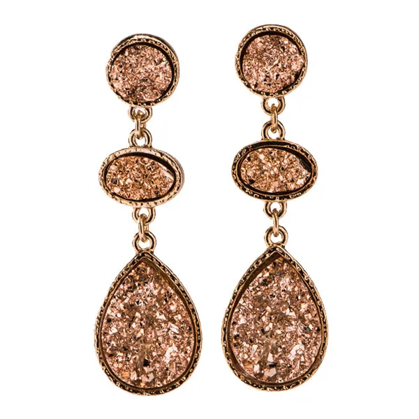 Jolie Rose Gold Druzy Earrings