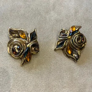 Kalinger Paris Amber Leaf clip on earrings