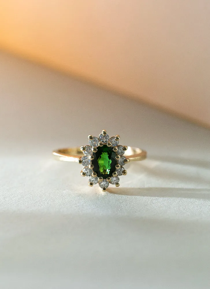 Kate diamond chrome diopside entourage ring 14k gold