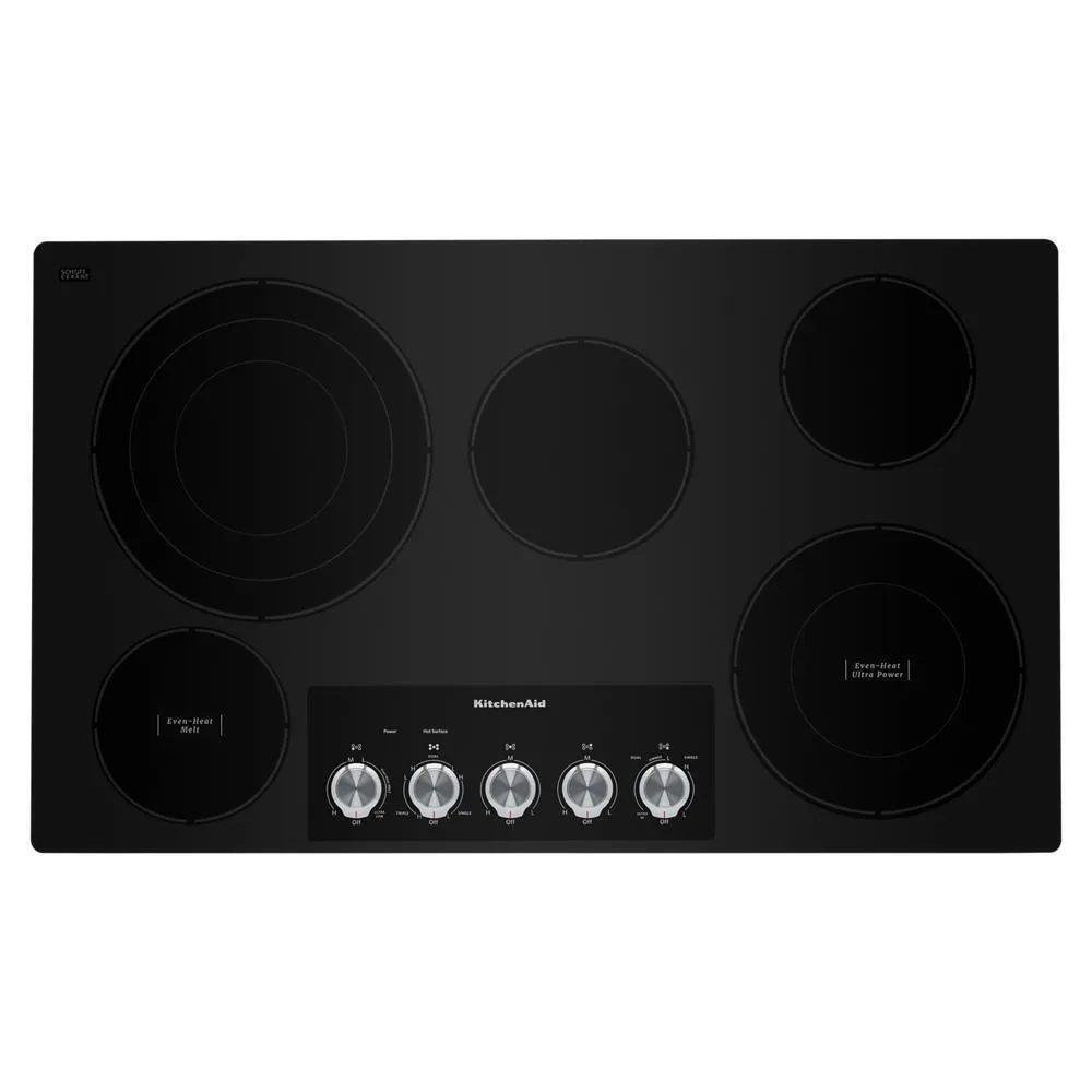 Kitchenaid KCES556HBL 36" Electric Cooktop with 5 Elements and Knob Controls