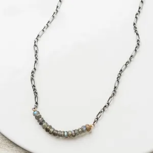 Labradorite Arch Necklace on Alternating Cable Chain