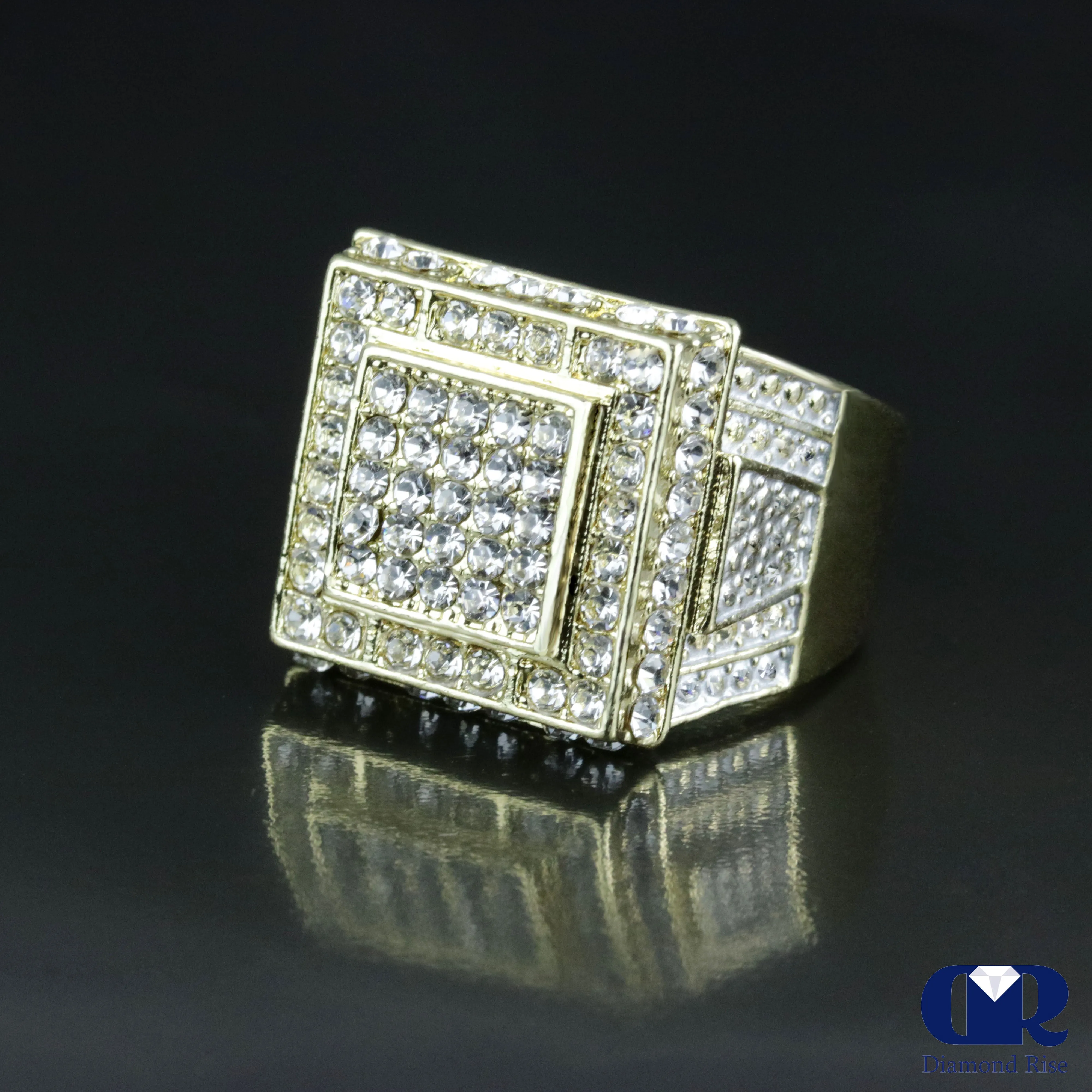 Large 4.50 Carat Diamond Men's Pinky Ring 14K Yellow Gold