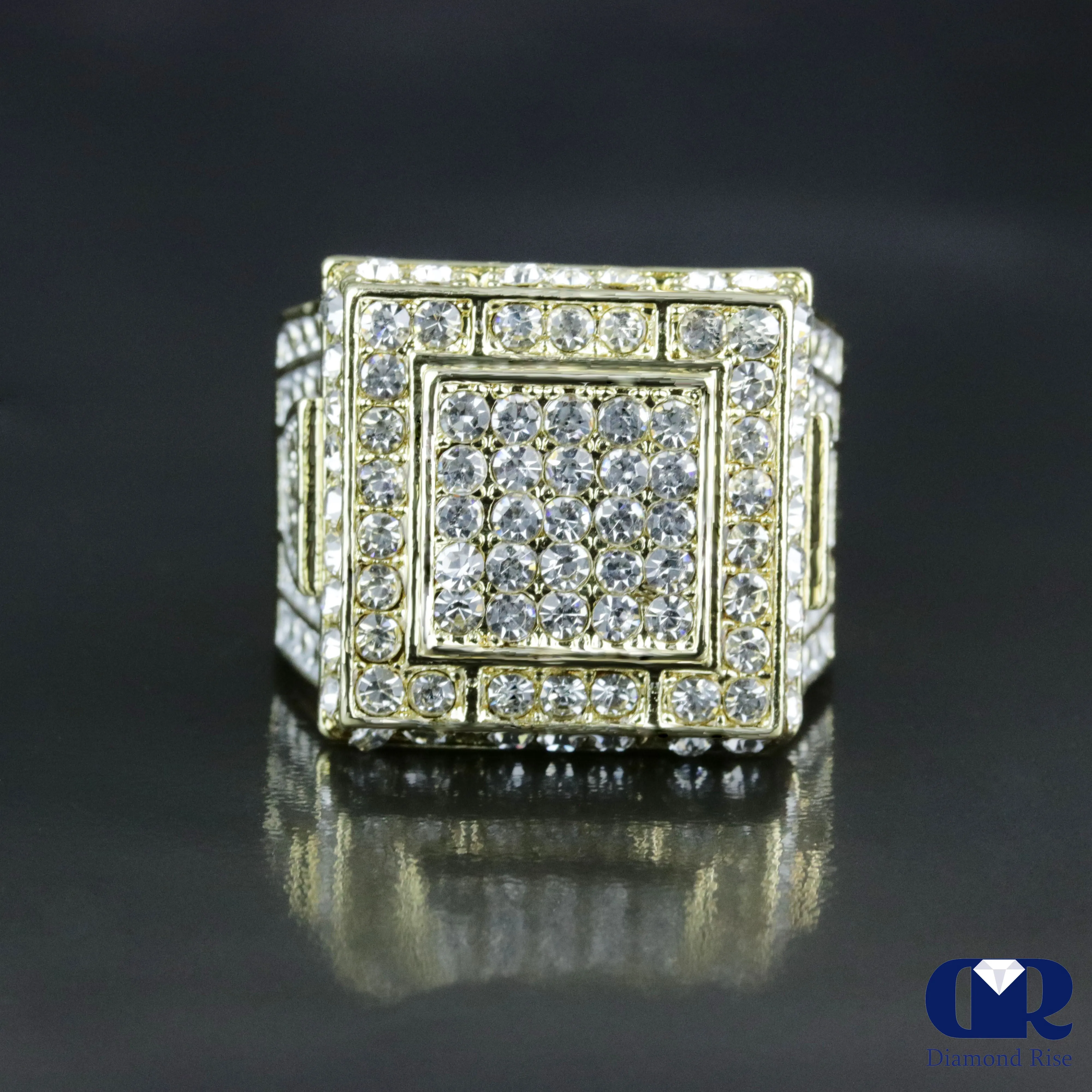 Large 4.50 Carat Diamond Men's Pinky Ring 14K Yellow Gold