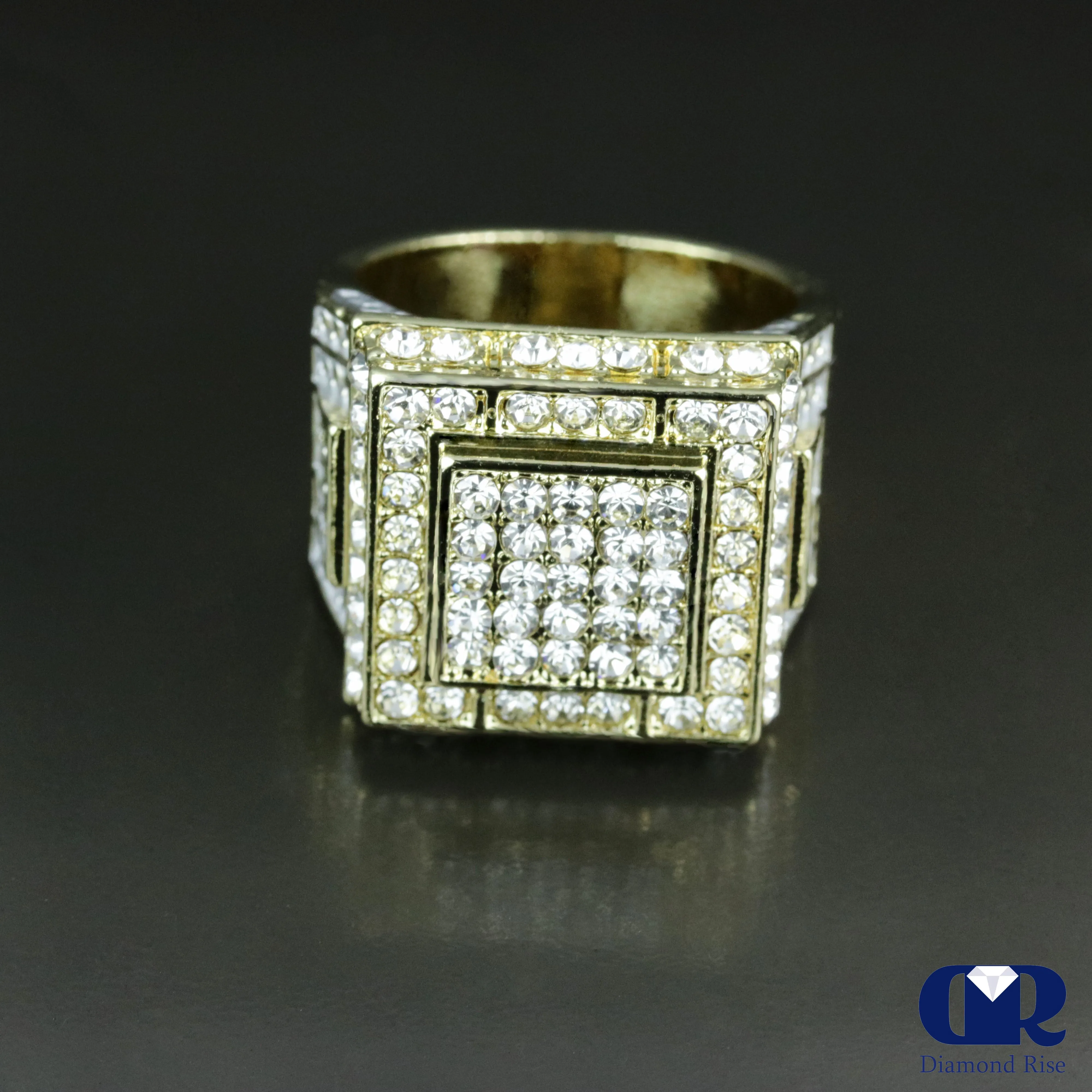 Large 4.50 Carat Diamond Men's Pinky Ring 14K Yellow Gold