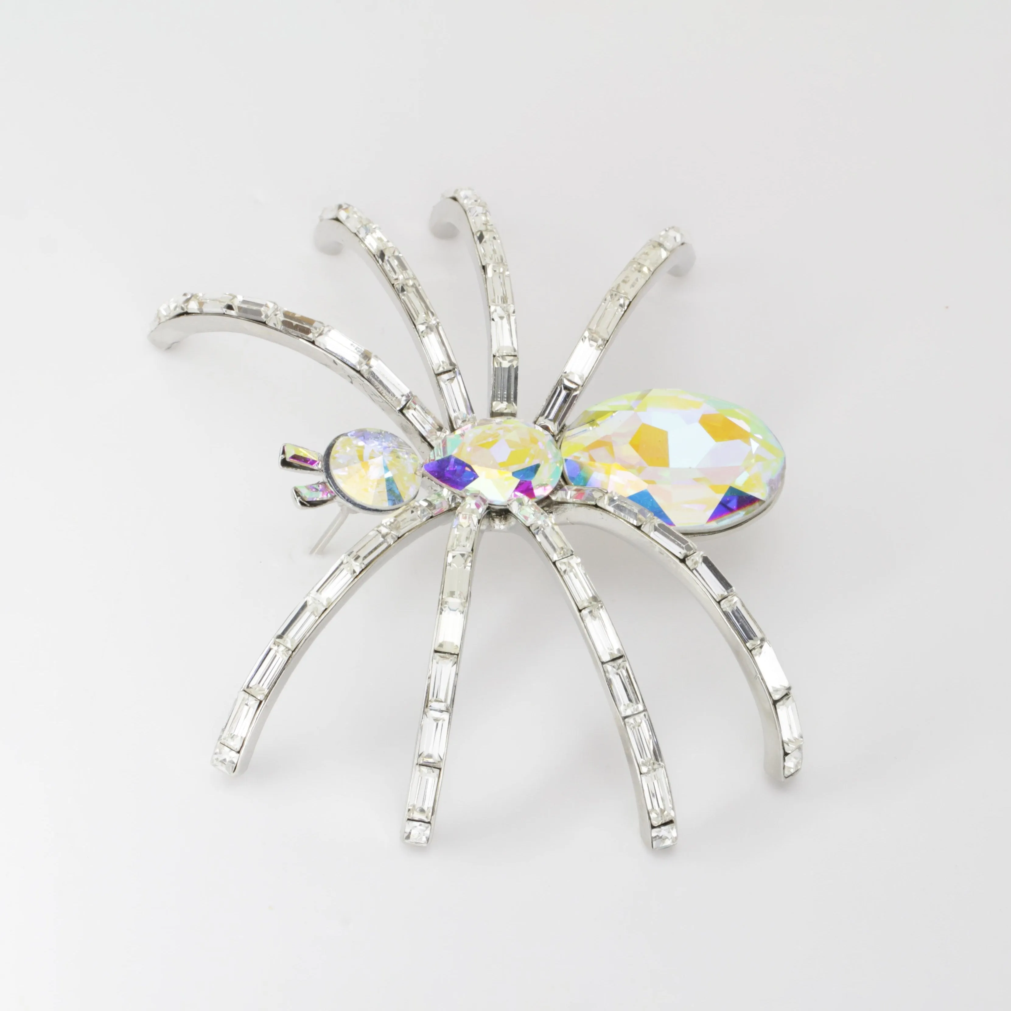 Large Baguette Crystal Spider Brooch