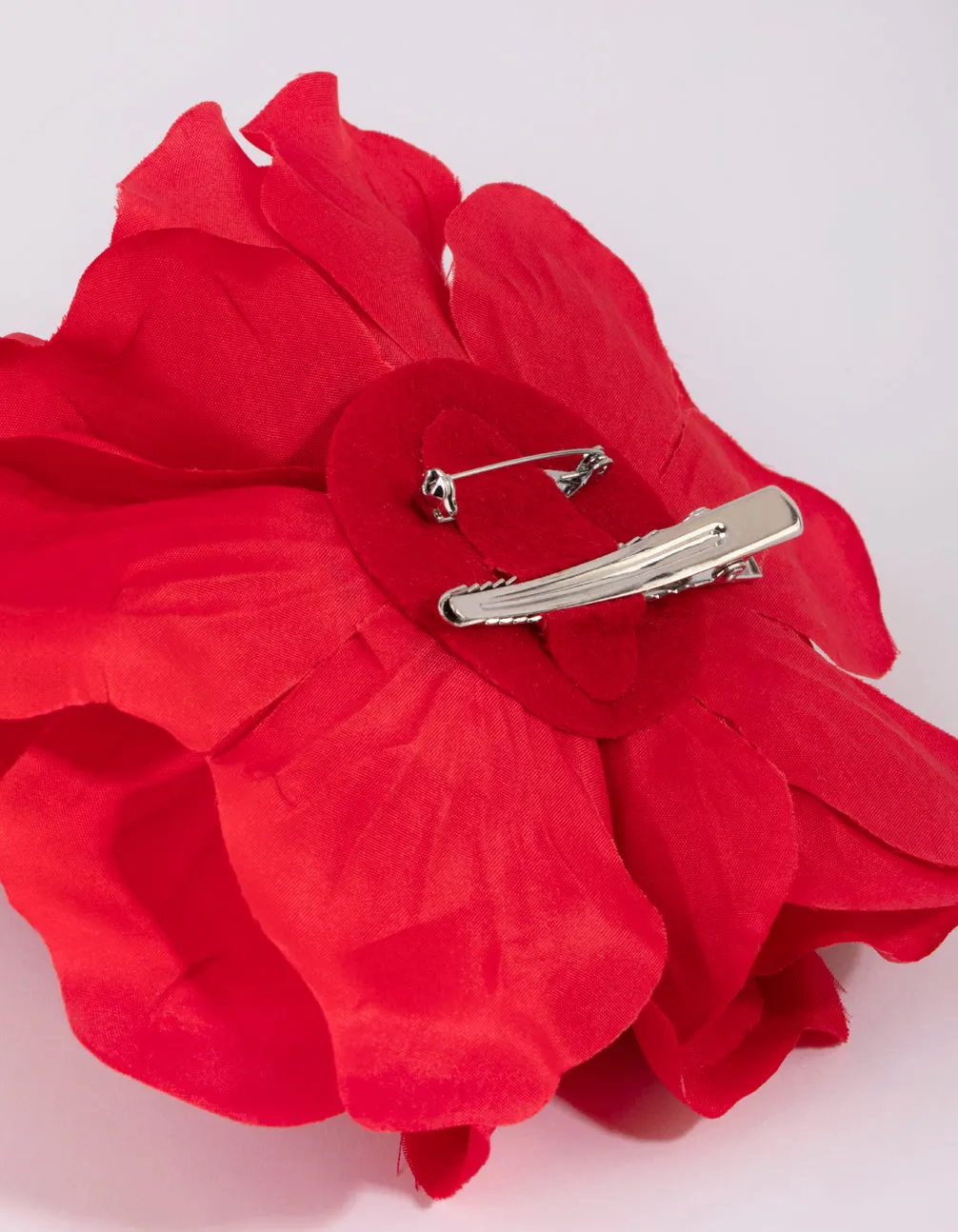 Large Red Trio Rose Flower Corsage Clip