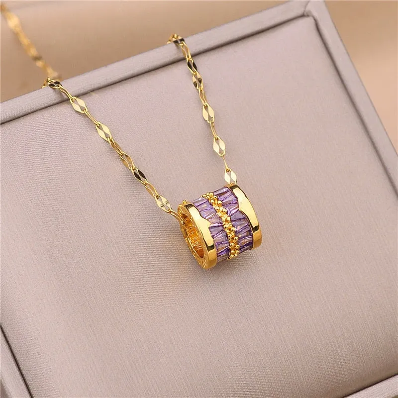 Luxury Zircon Crystal Pendant Chain Necklace For Women