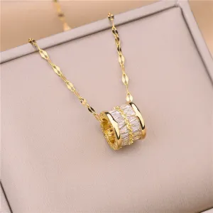 Luxury Zircon Crystal Pendant Chain Necklace For Women