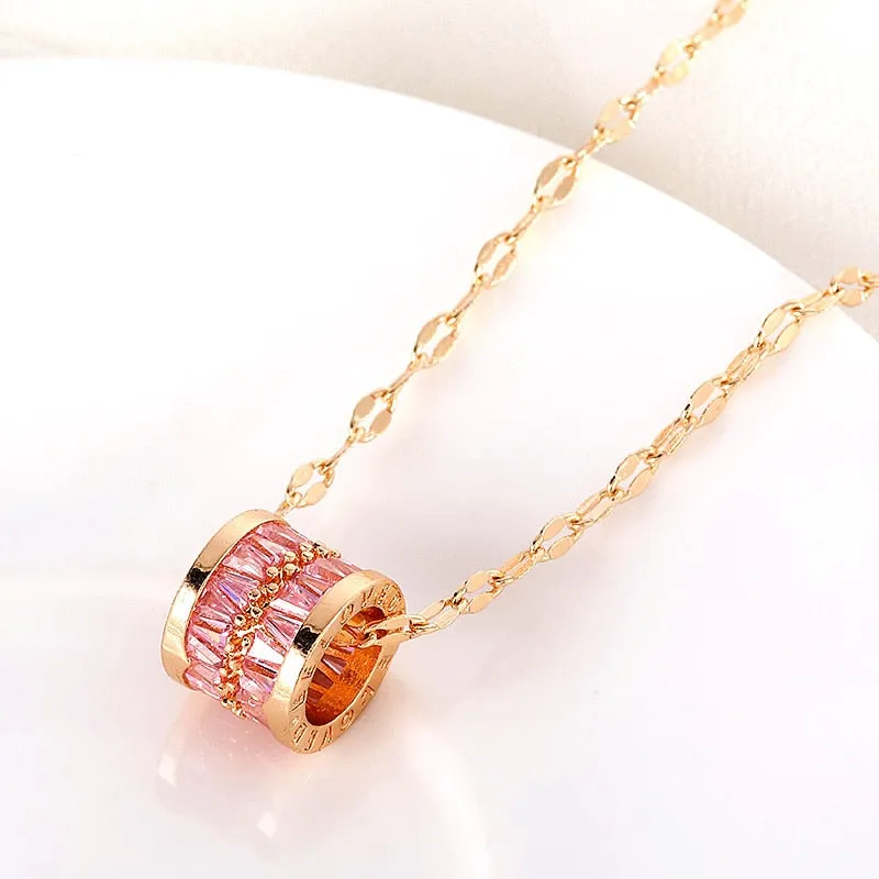 Luxury Zircon Crystal Pendant Chain Necklace For Women