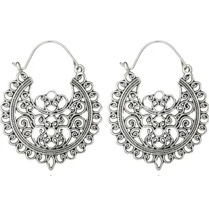 Mandala Brass Earrings Silver