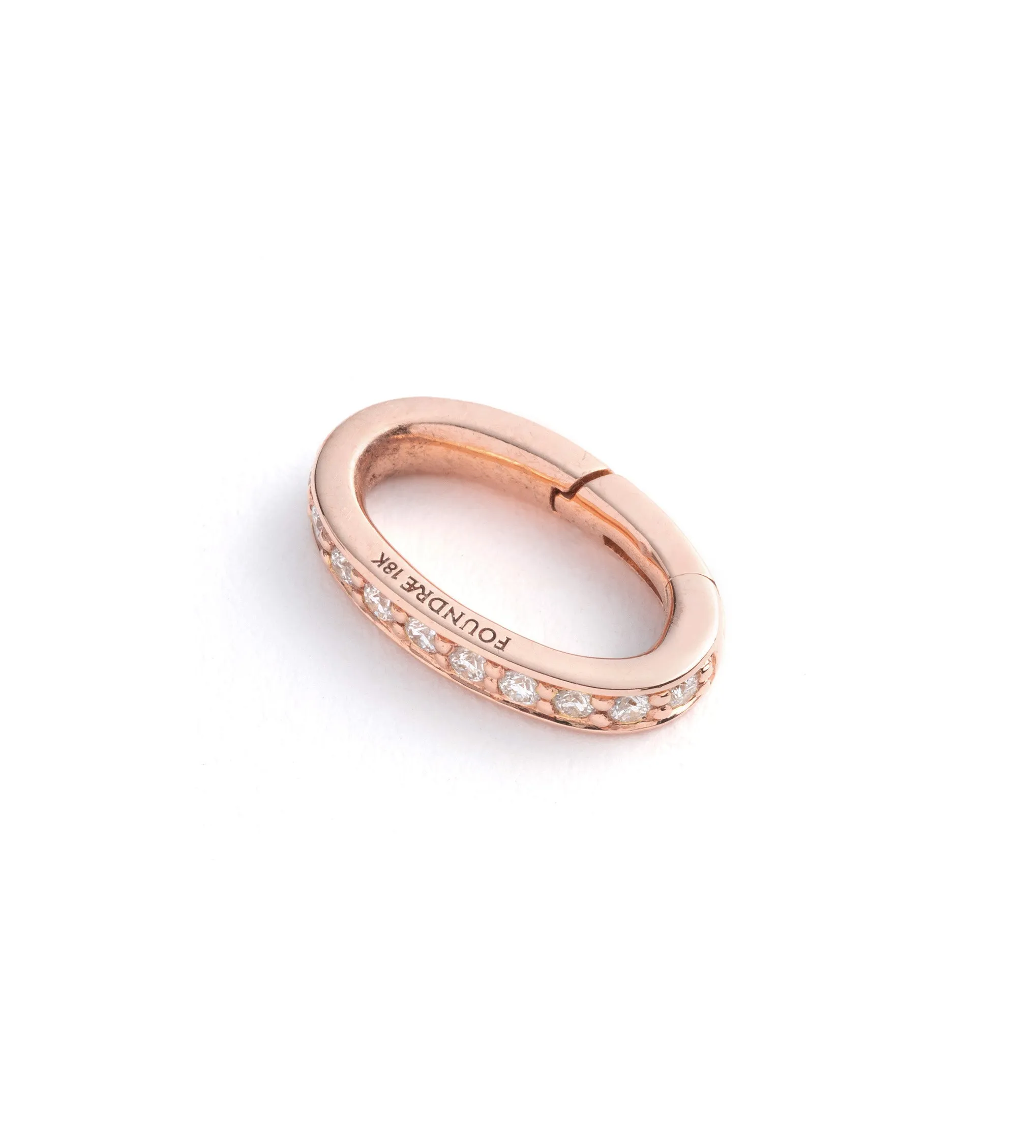 Medium Pave Oval Push Gate Annex Link Rose Gold