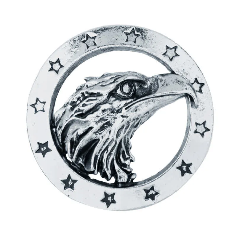 Men's Circle Hawk Head Brooch