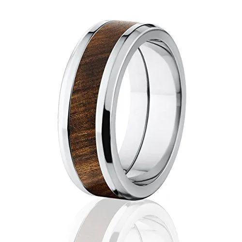 Men's Tamboti Wood Wedding Rings, Titanium Wood Band